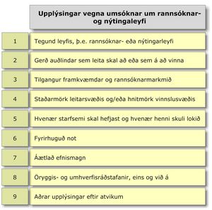 Upplýsingar sem fram þurfa að koma í umsókn um rannsóknar- og nýtingarleyfi til Orkustofnunar