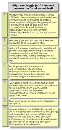 Gögn sem leggja þarf fram með umsókn um framkvæmdaleyfi